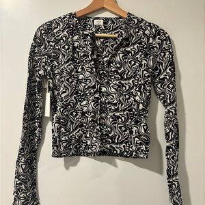 Wilfred Black and White Swirl Button Down Shirt